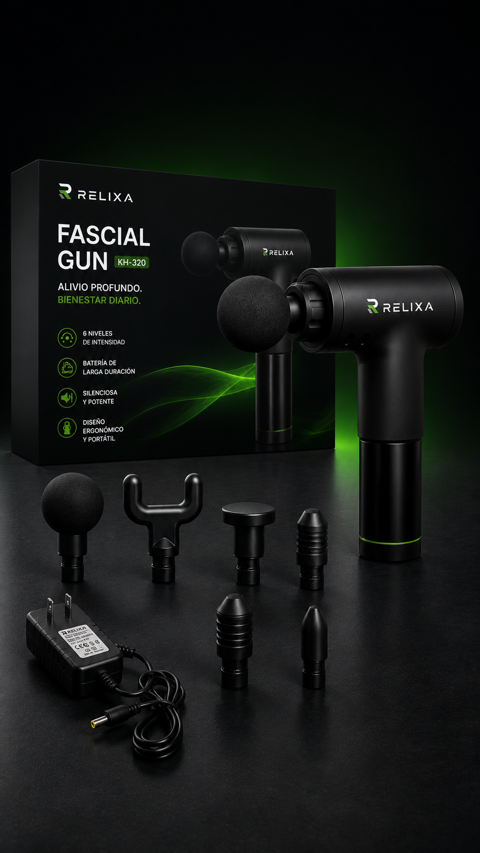 Relixa Pro – Pistola Masajeadora Muscular de Alta Potencia